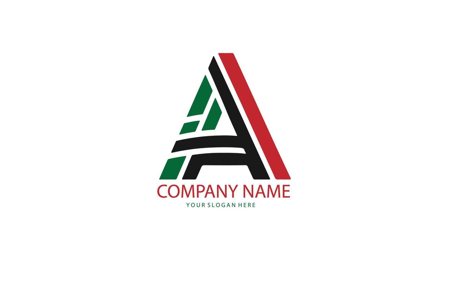 The letter a logo with the colors red, green and black vector