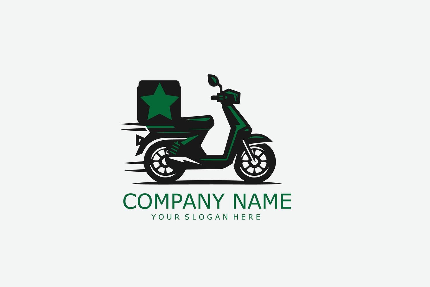 A green scooter with a star on the side of it vector