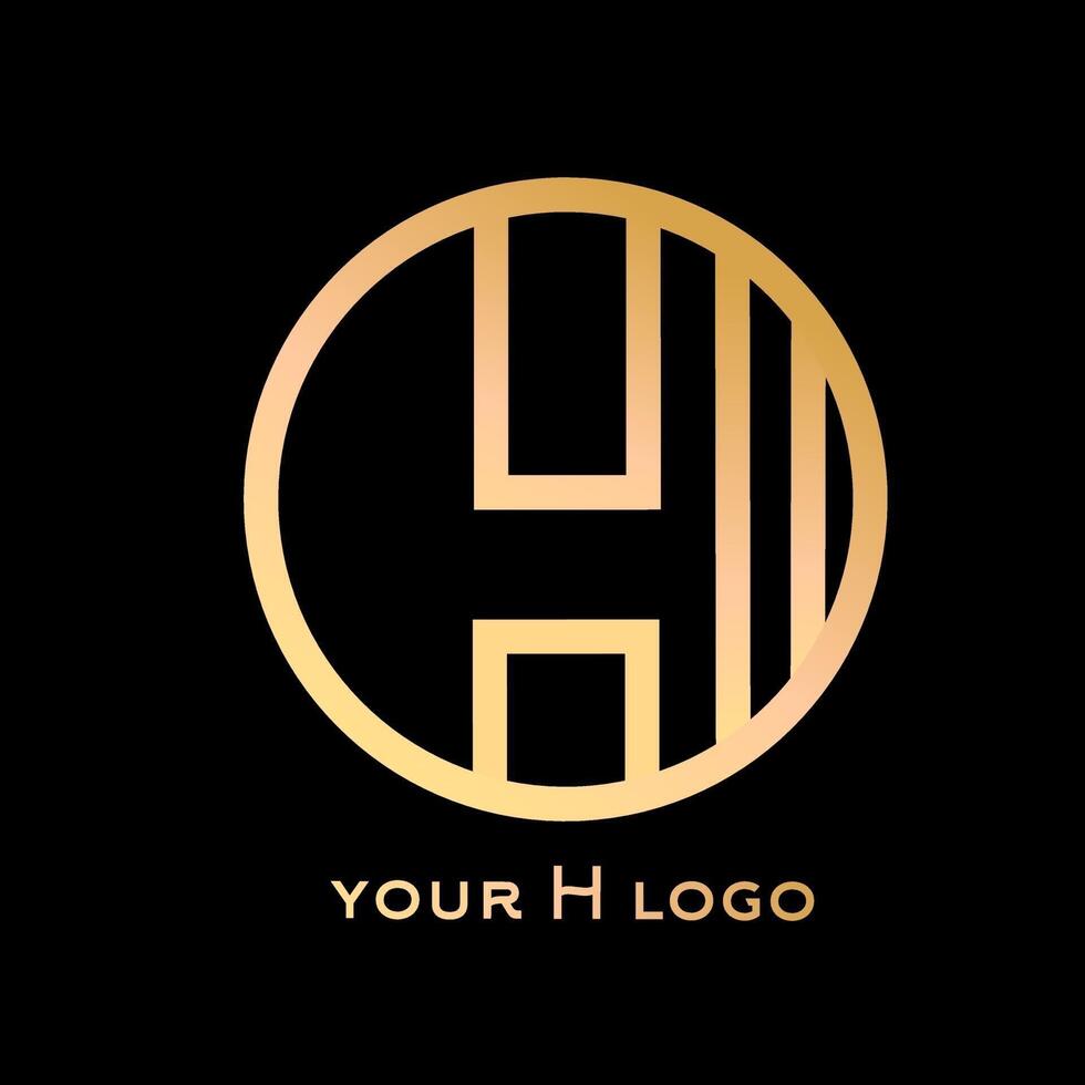 A gold and black logo with the letter h vector