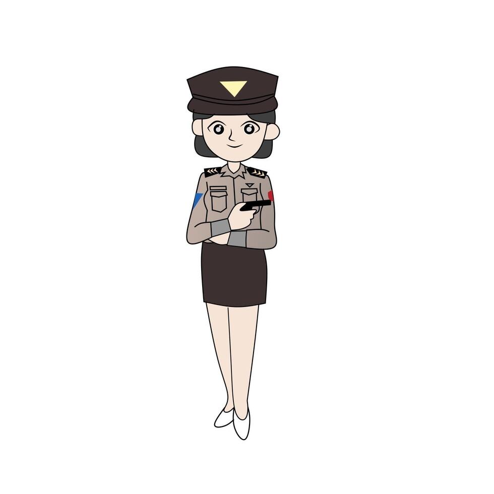 A cartoon police officer holding a gun vector
