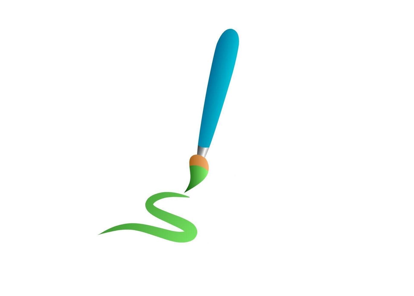 A blue and green paintbrush is on a white background vector