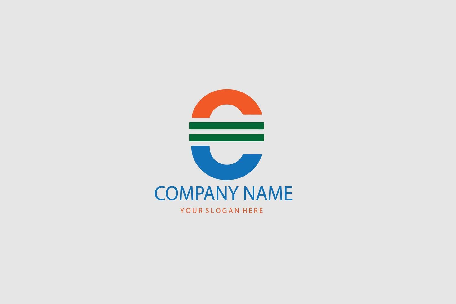 A letter e logo with a green, orange and blue color scheme vector