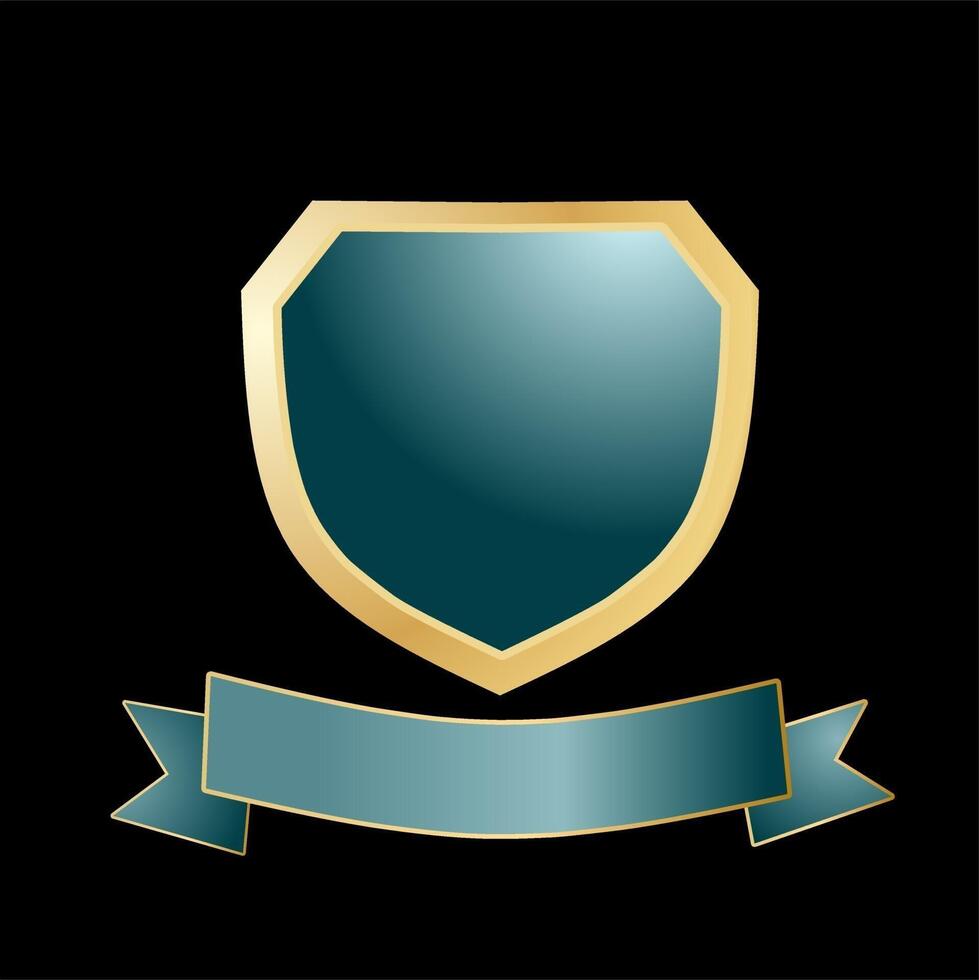 A shield with a ribbon on a black background vector