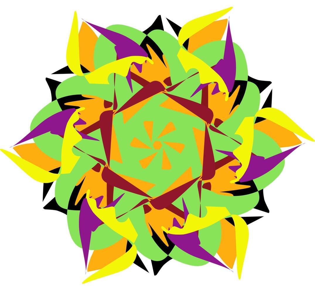 A colorful flower design with a central star vector