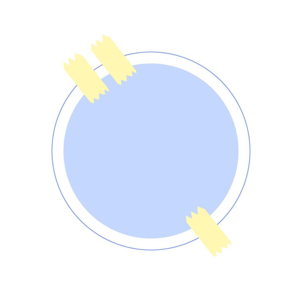 Pastel Blue Circle with Yellow Tape A soft and minimalist design featuring a pastel blue circle adorned with yellow tape, creating a stylish and versatile frame for your text or design. vector
