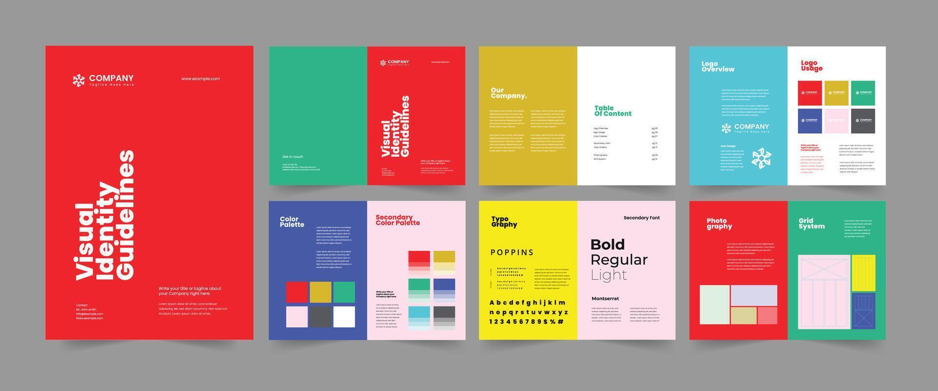 visual identity guidelines template and brand guideline design vector