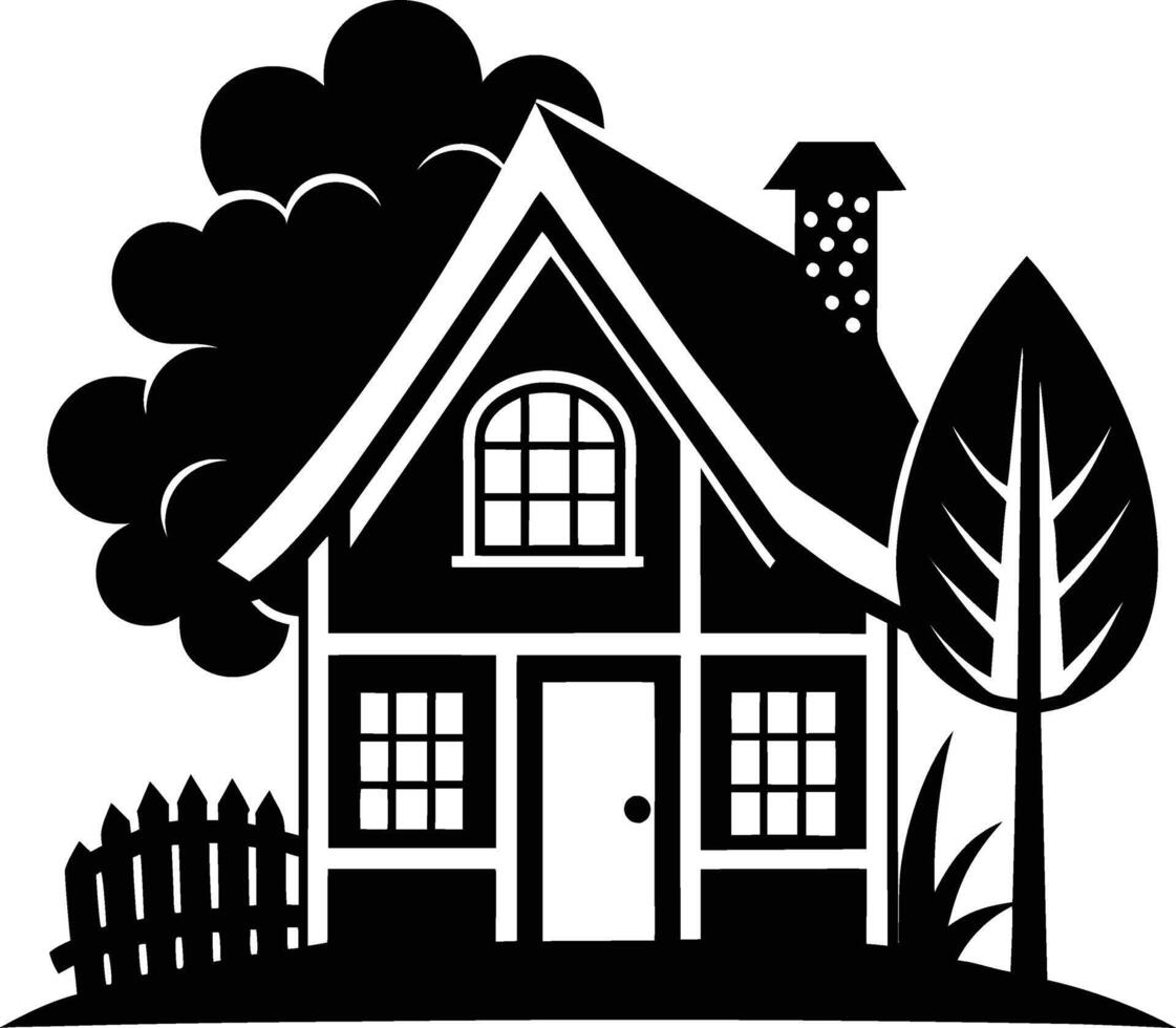 A wonderful House silhouette art illustration design and Home icon and logo design. vector