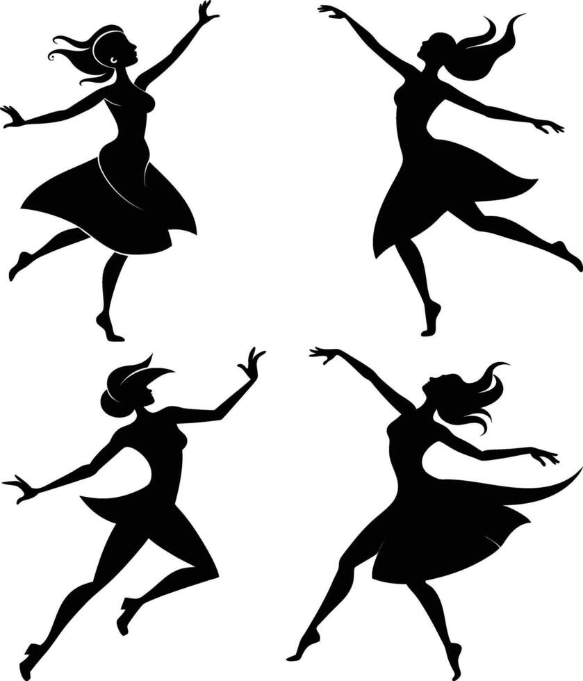 A set of a female yoga silhouette art illustration design with no background. vector