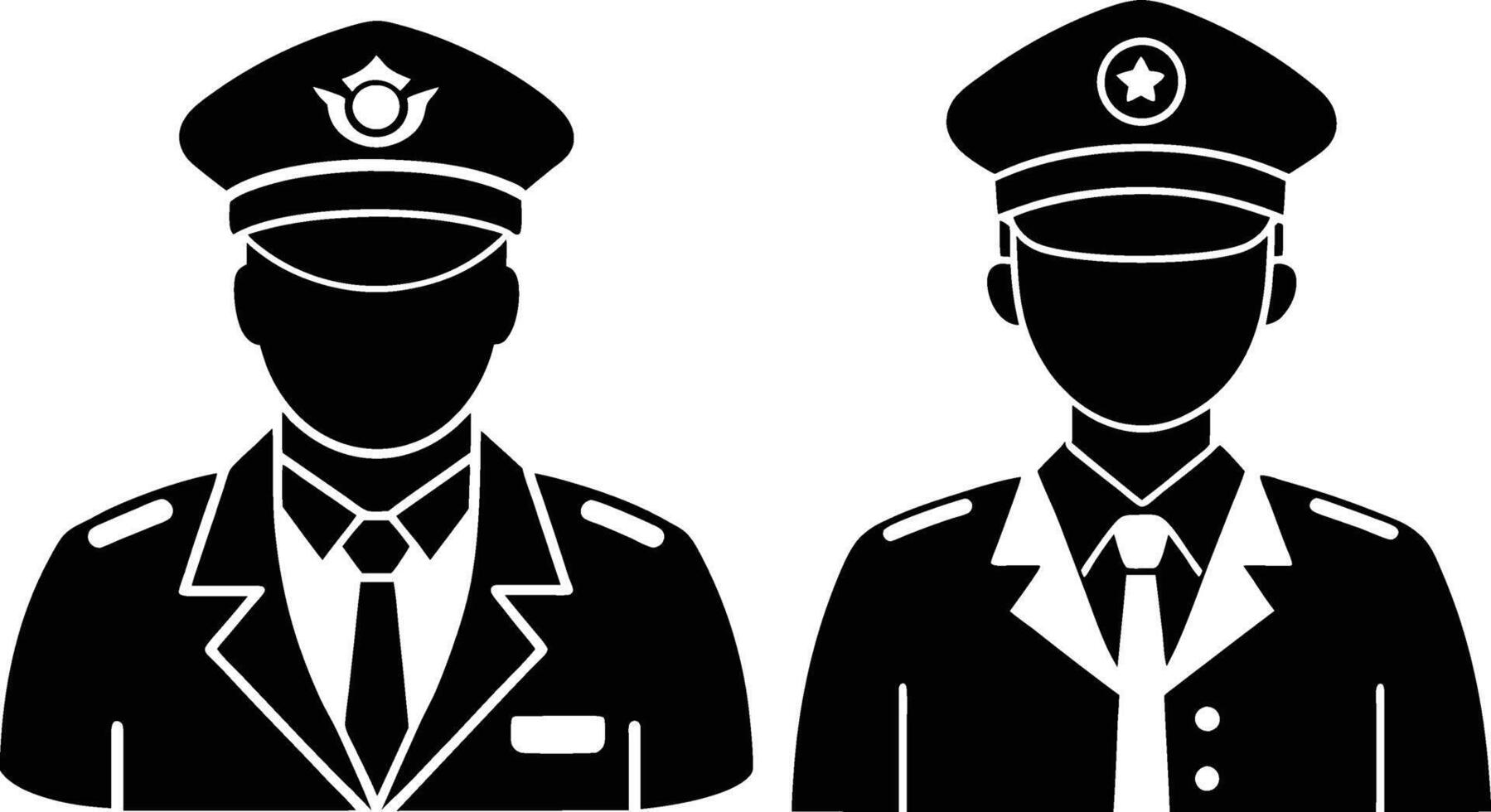 A set of traffic polices silhouette art illustration black color with no background design vector