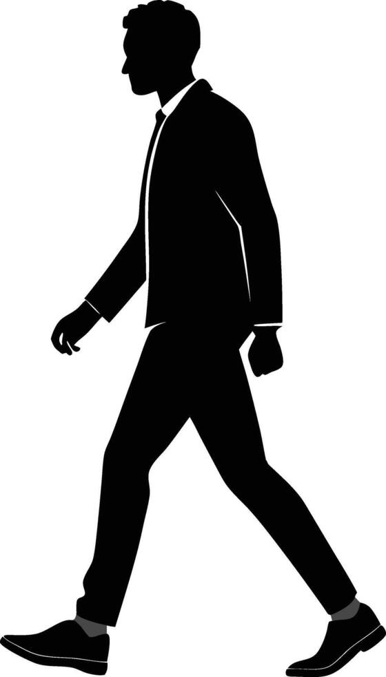 A young man walking silhouette art illustration black color with no background design vector