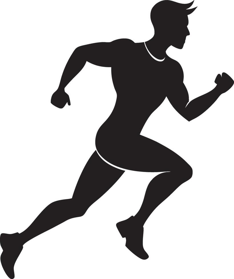 A man is running silhouette art illustration black color with no background design vector
