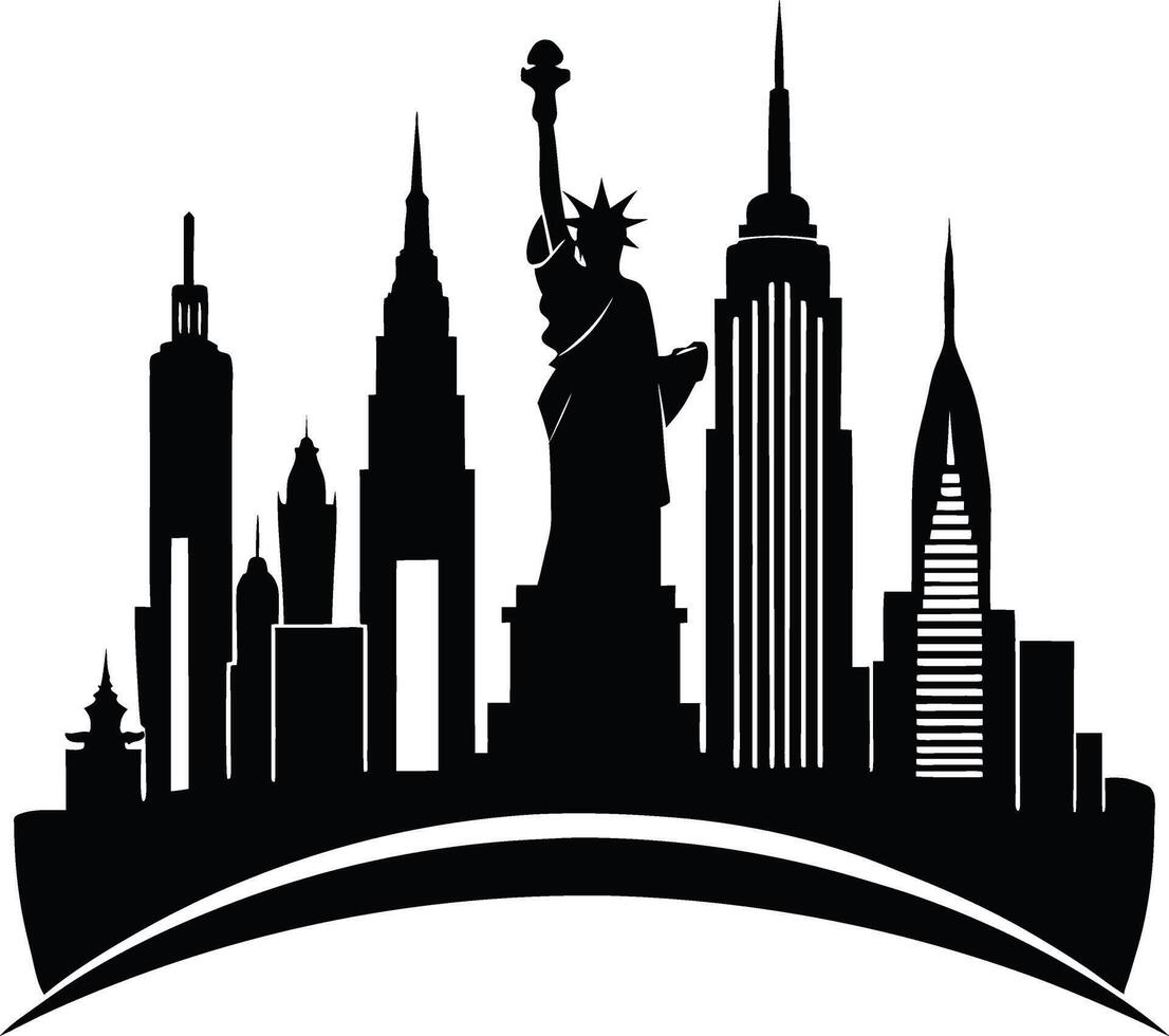 New York City silhouette art illustration design with no background, citysacpe graphic illustration design on the natural view vector