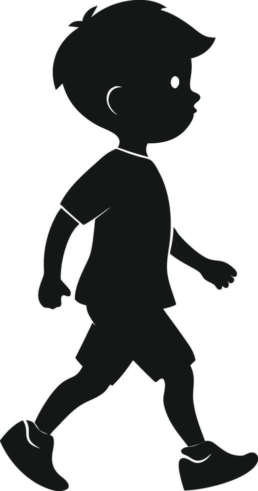 A young kid walking silhouette art illustration design vector