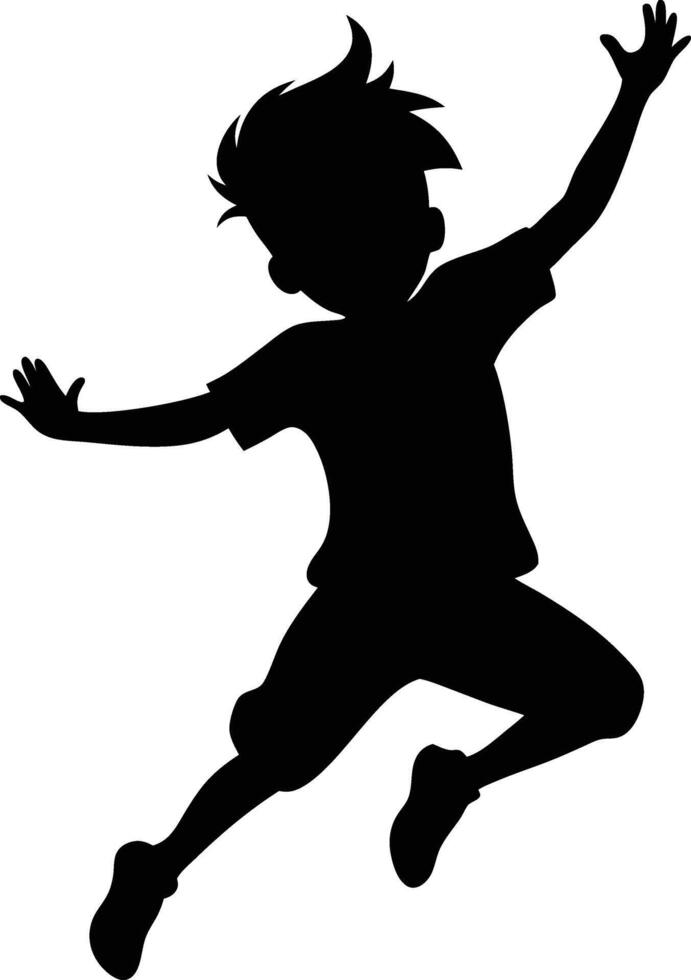 A happy kid jumping silhouette art illustration design vector