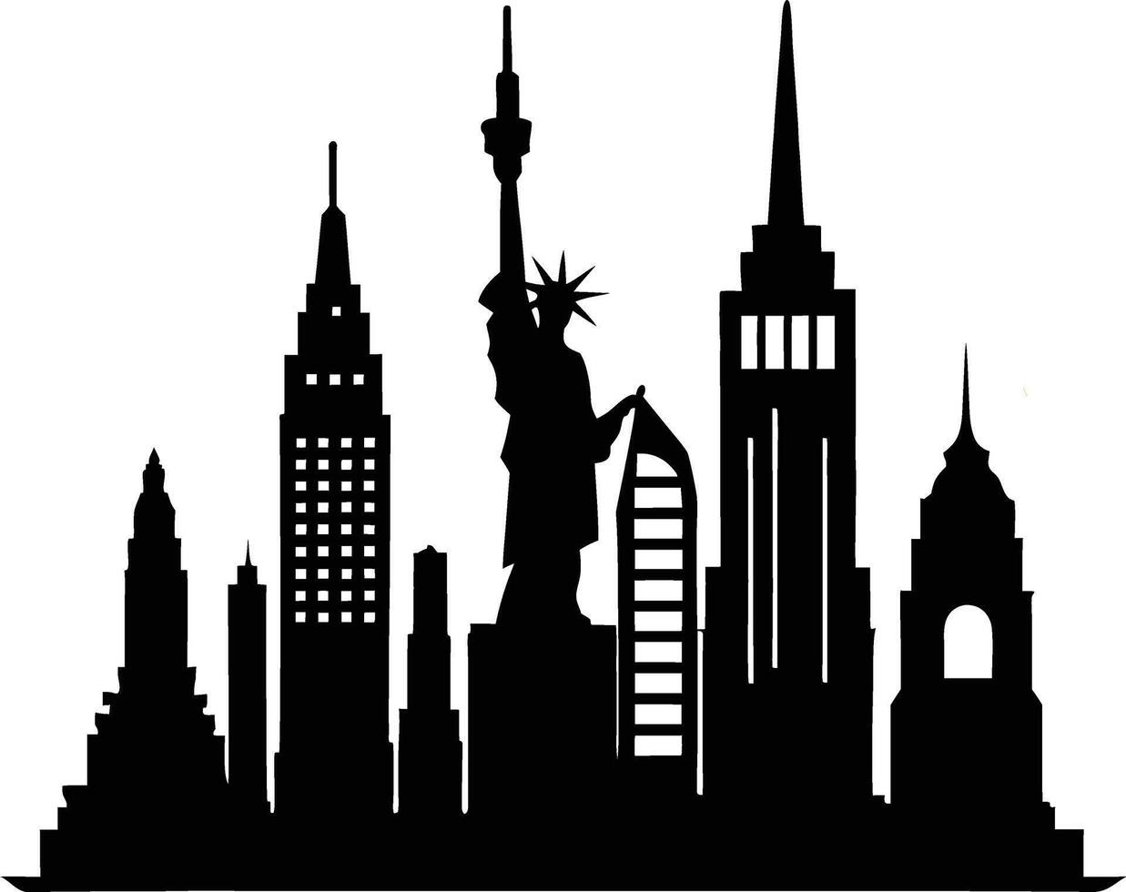 A wonderful New York City silhouette art illustration design with no background, citysacpe graphic illustration design on the natural view vector