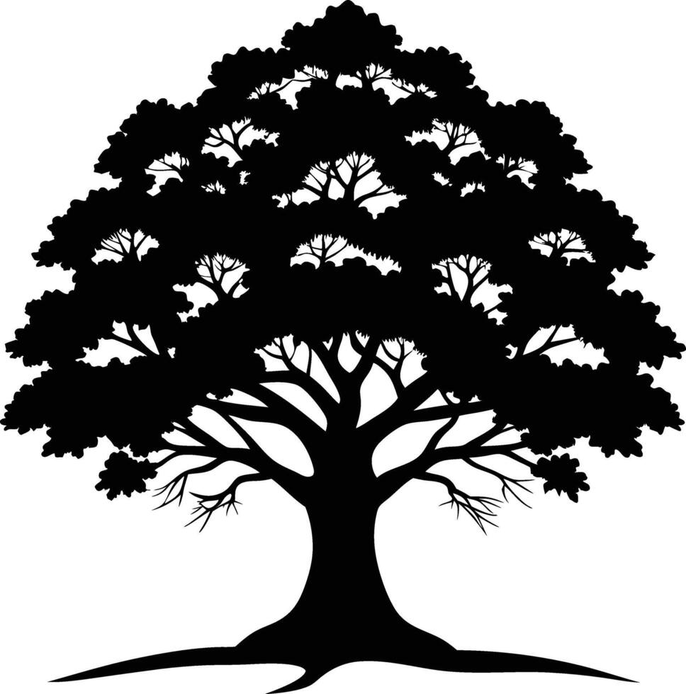 A beautiful tree silhouette art illustration black color with no background design vector