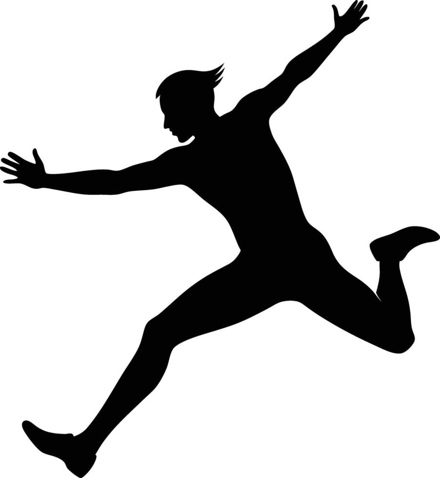 A man jumping silhouette art illustration black color with no background design vector