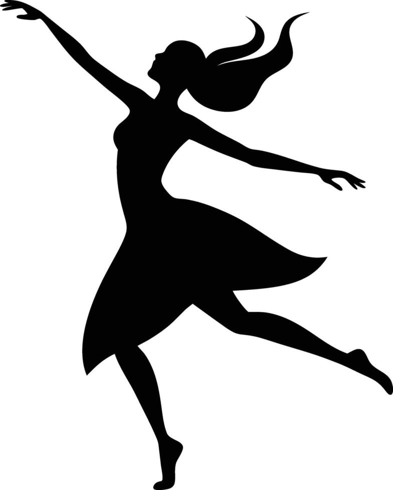 Young female dancing silhouette art illustration design vector