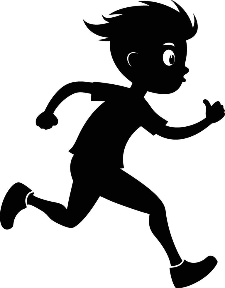 A young kid is running silhouette art illustration design vector