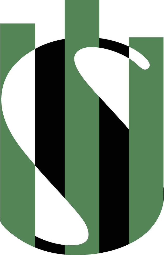 a green and black striped dollar logo vector