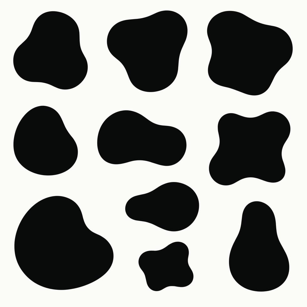 Abstract black organic shapes on a white background create a striking visual contrast and modern design. vector
