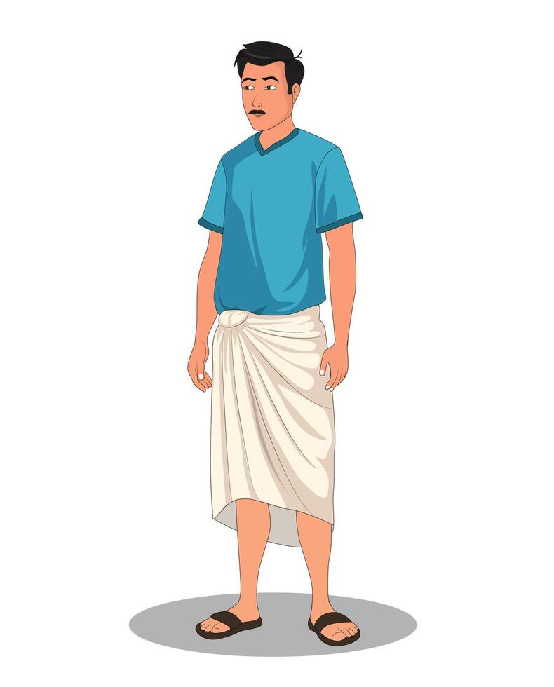 Village Man Character Design in a Simple Standing Pose vector