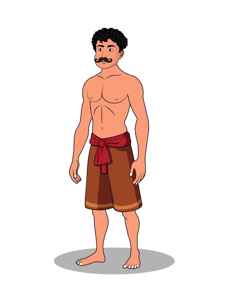 Village Man Standing Pose Cartoon Character Illustration vector
