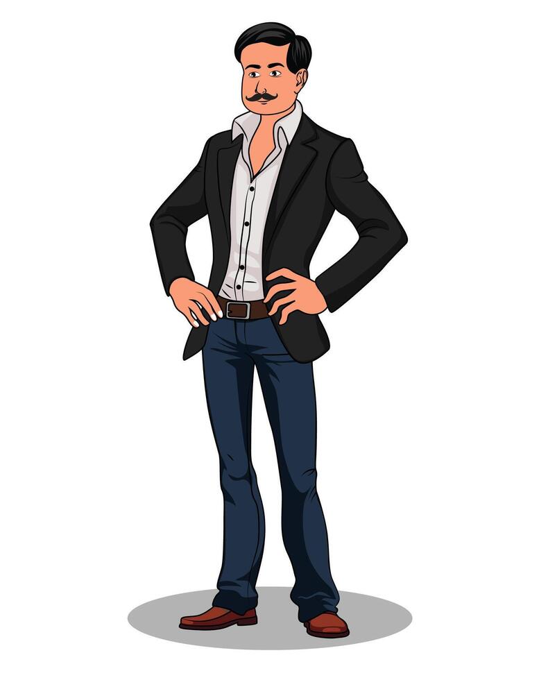 A businessman with mustache cartoon character design vector