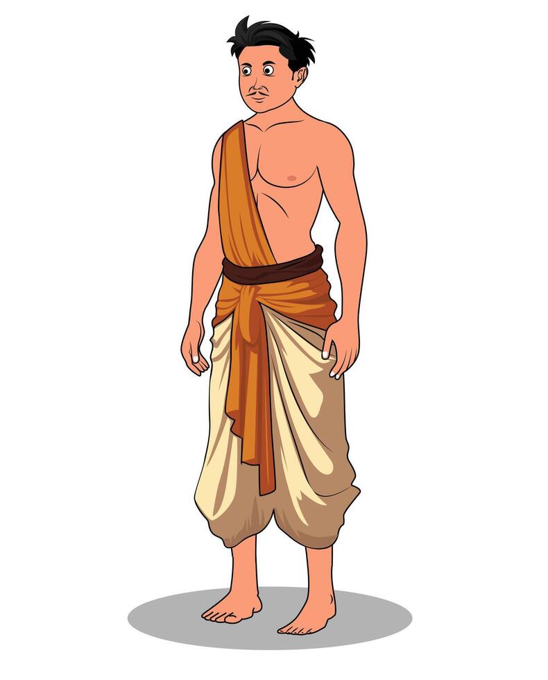 Standing Pose Cartoon Design of a Village Man vector