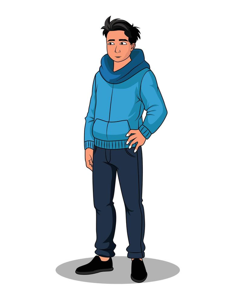 A male cartoon character wearing winter cloth vector