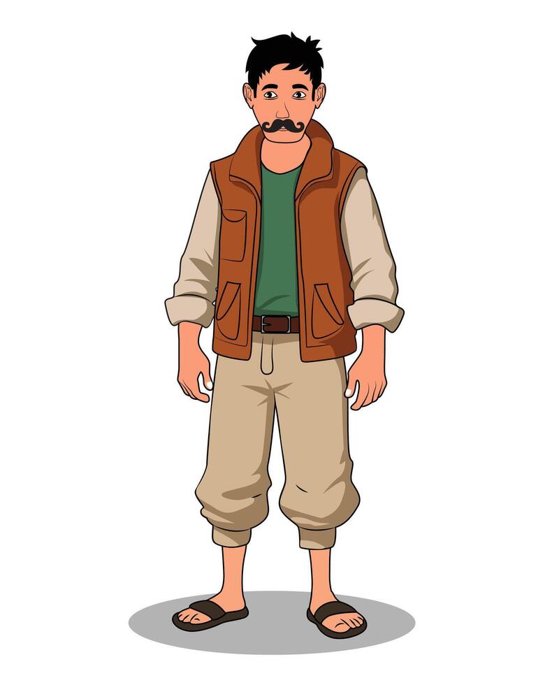 A front pose male cartoon character design vector