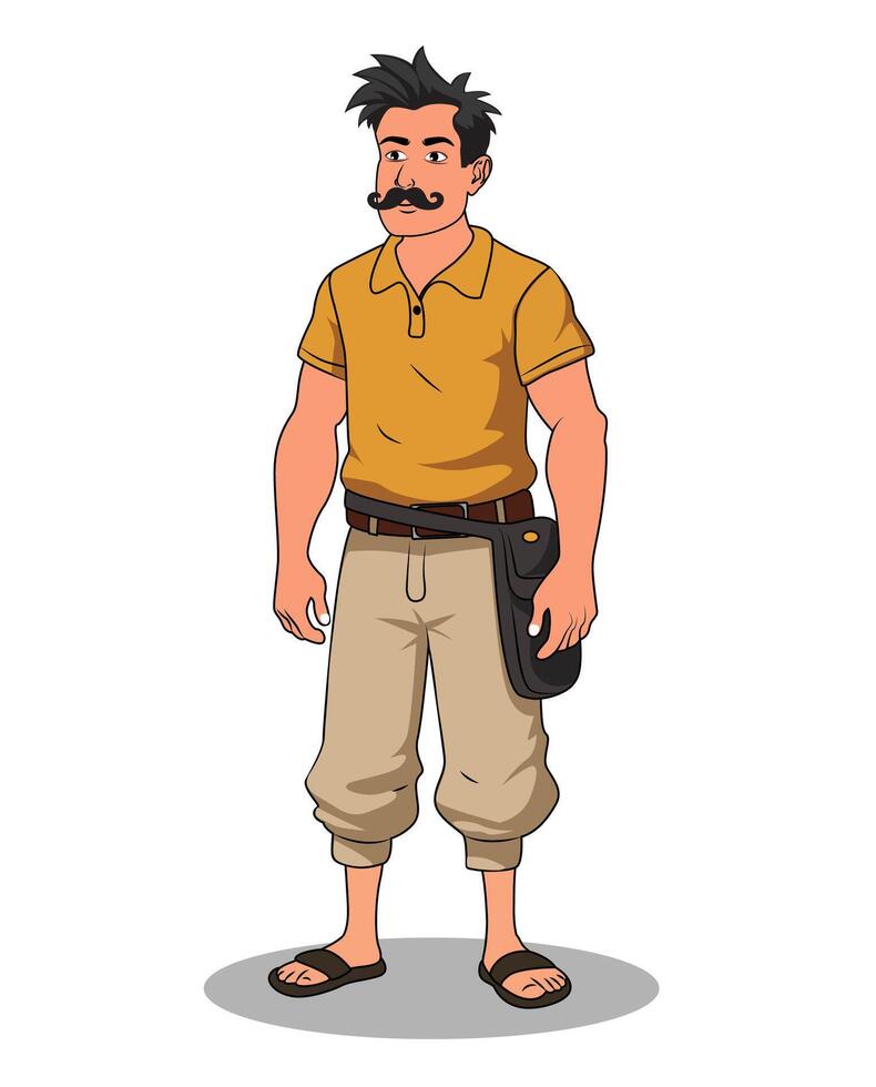 A labour cartoon character design standing pose vector
