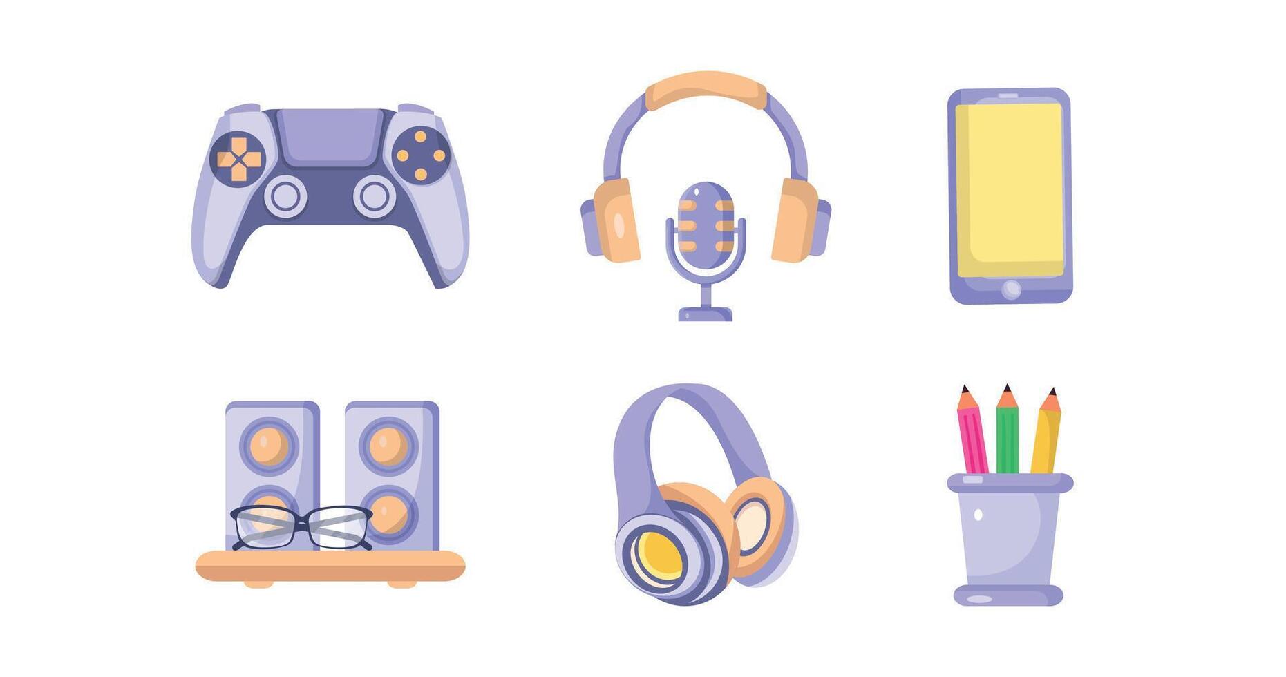 quipment element in cartoon character,home entertainer tools vector