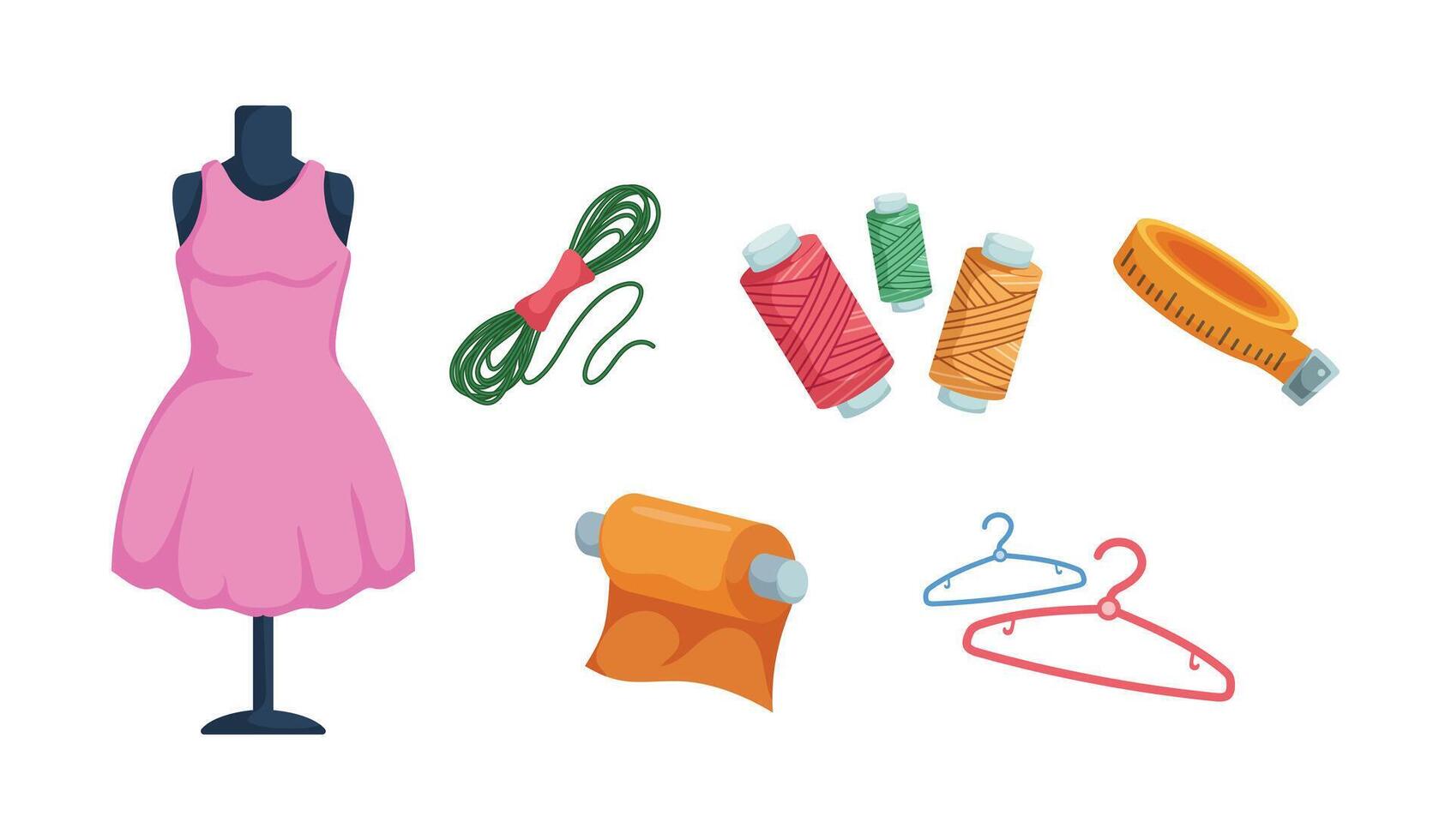 shirt fitting mannequinHanger,Thread,Yarn,Button.Accessories for embroidery work vector