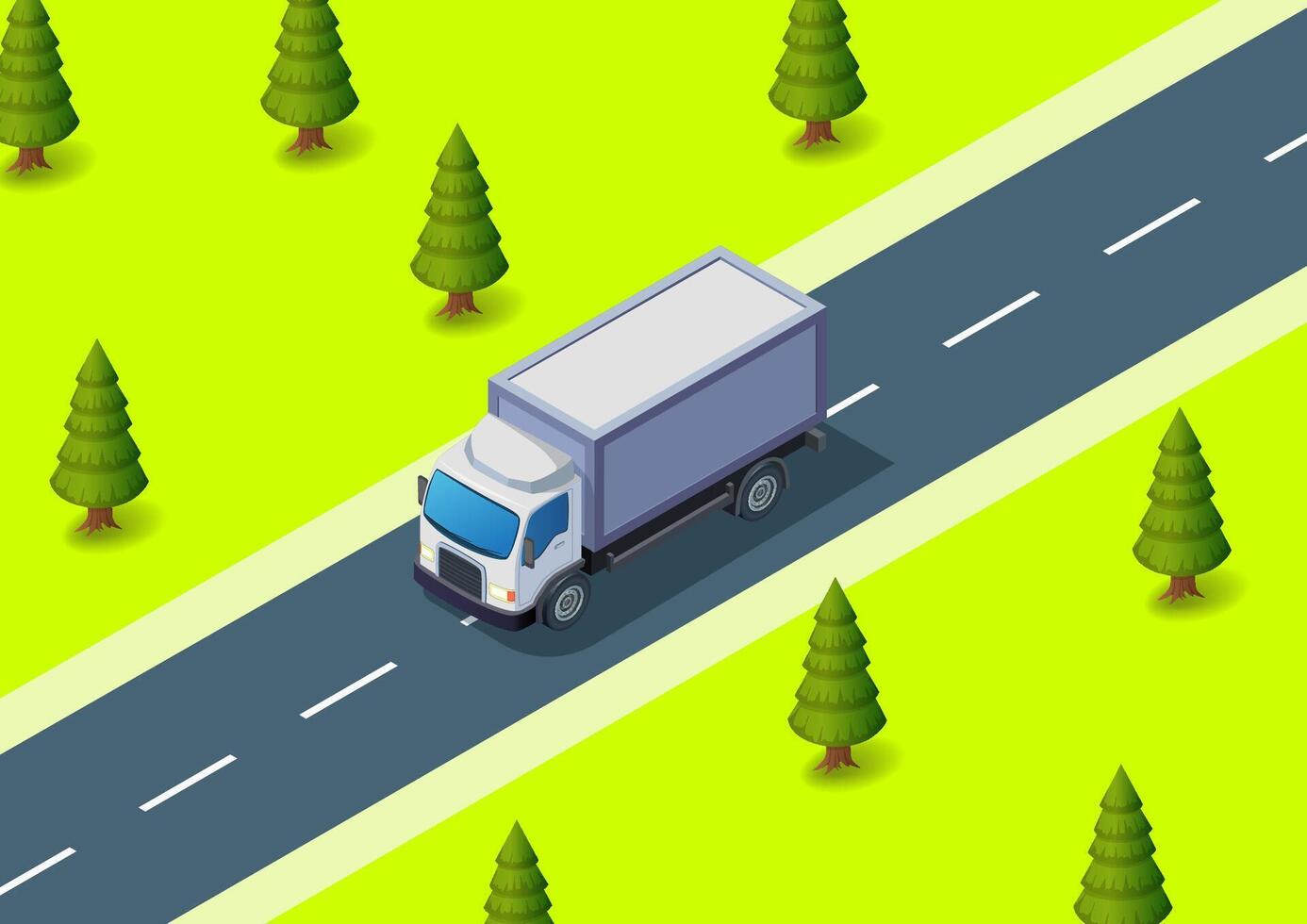 Isometric truck passing on the road vector
