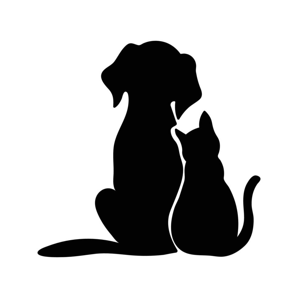 This is a Silhouettes of Dog and Cat Friendship vector