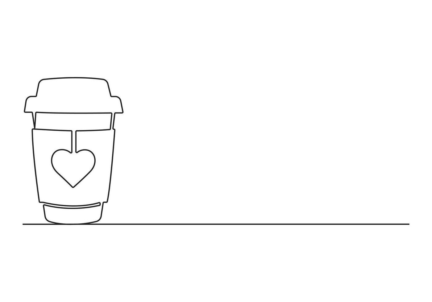 Paper coffee mug continuous one line drawing vector