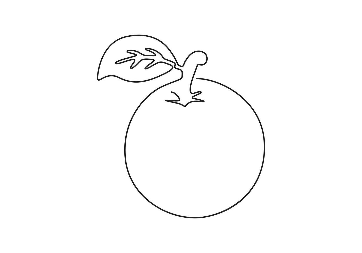 Orange continuous one line drawing digital illustration vector