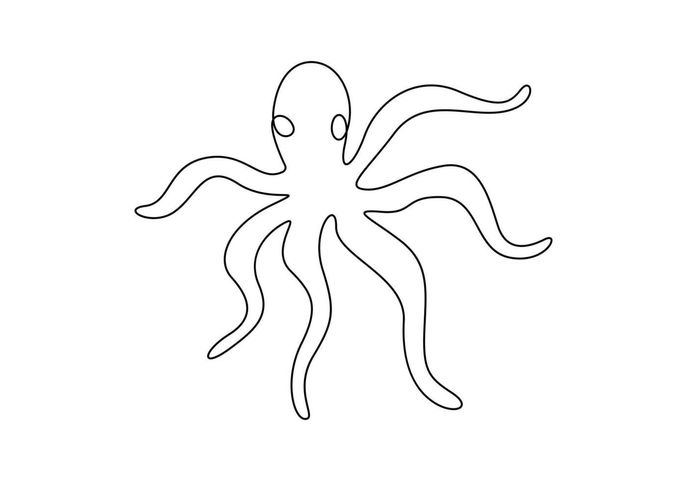 Continuous one line drawing of Octopus pro illustration vector