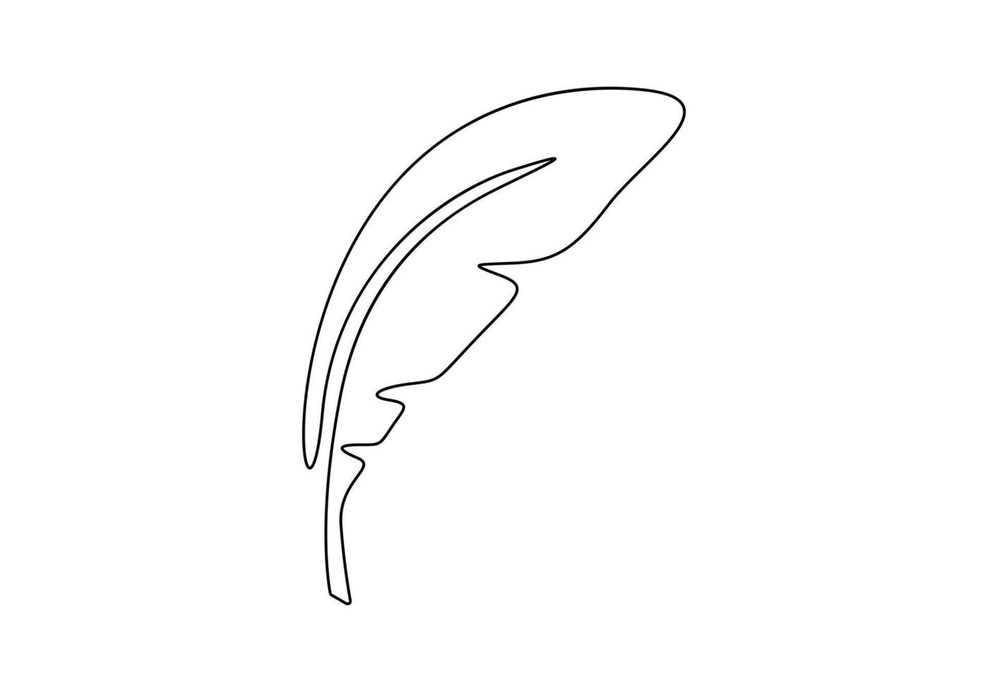 Continuous one line drawing of bird feather pro illustration vector