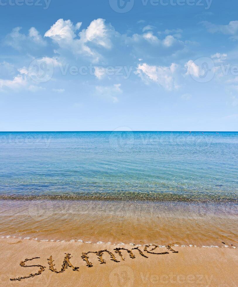 A beach with a sign that says summer photo