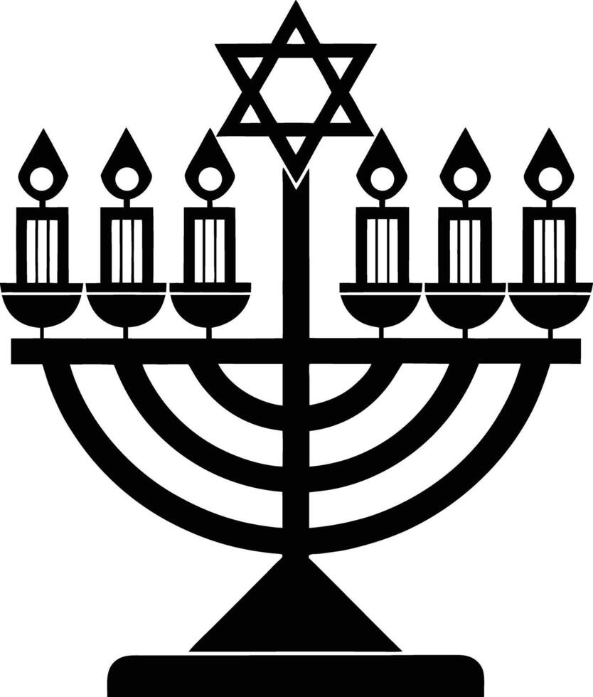 A black and white hanukkah menorah vector
