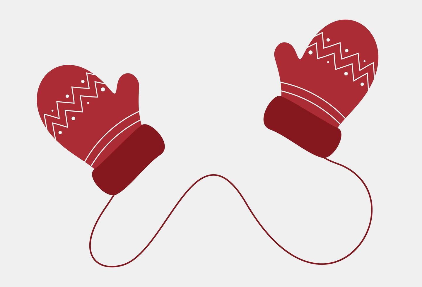 Red mittens with winter pattern. Warm accessory for winter. Decorative element for Christmas design. vector