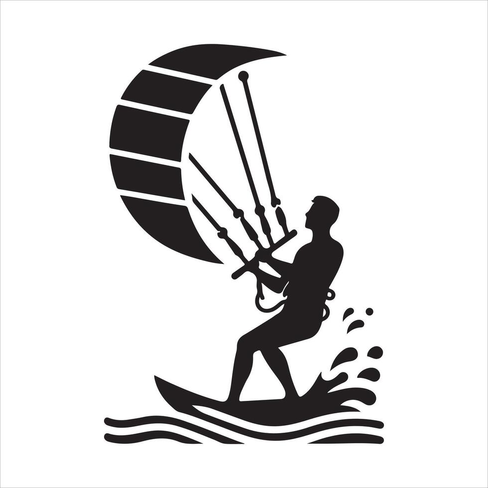 Kite Surfer EPS silhouette vector