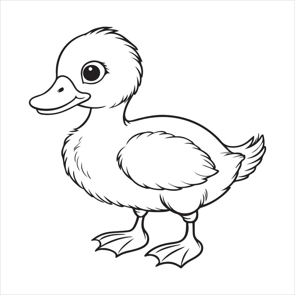 Duckling line art EPS illustration vector