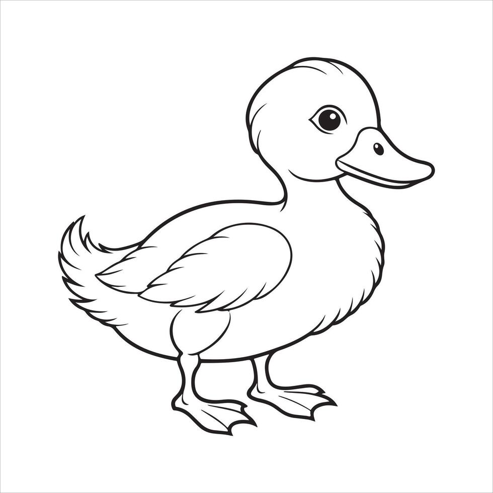 Duckling line art icon illustration vector
