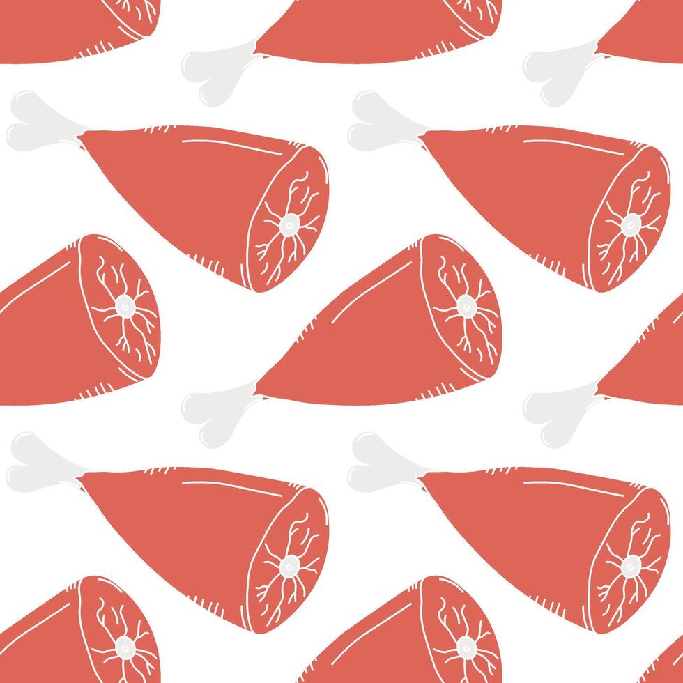 Colored Seamless meat Pattern. vector