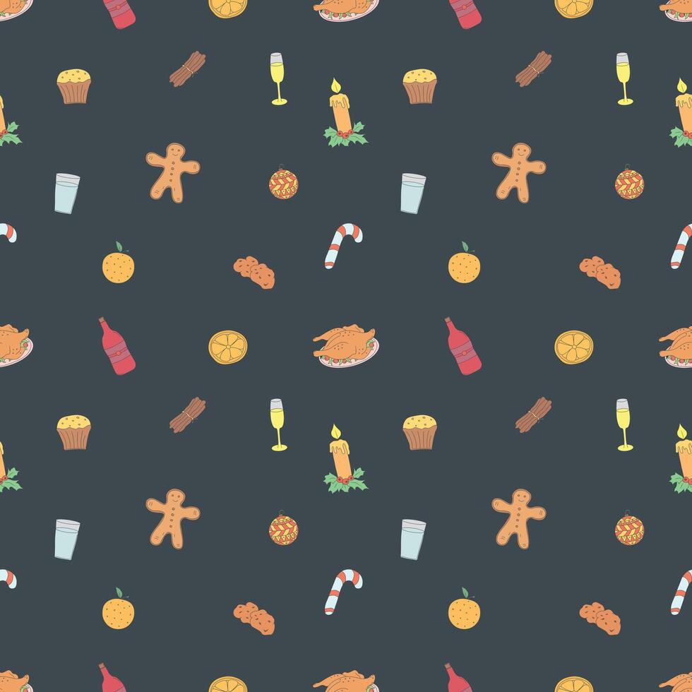Seamless christmas pattern. New year background. Colored illustration with christmas icons vector