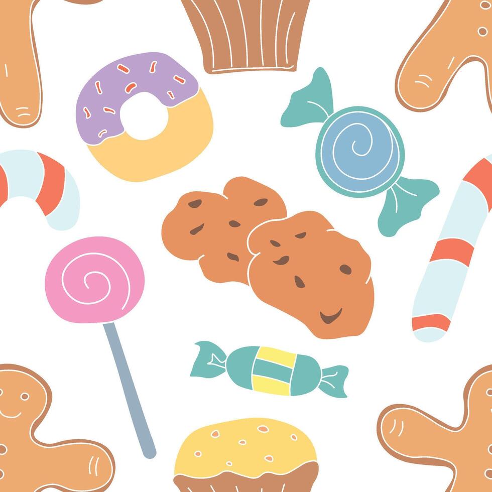 Seamless christmas pattern. New Year background. Colored illustration with christmas icons vector
