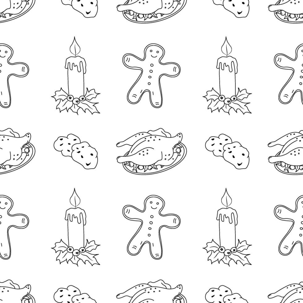 SeamLess christmas pattern. New year background. Doodle illustration with christmas icons vector